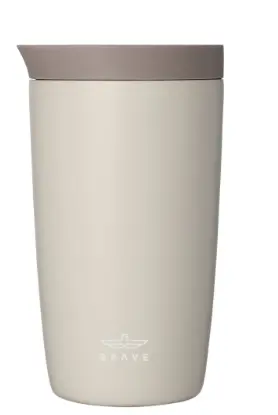 Brave TempGuard Travel Mug 350ml Stainless Steel Insulated Coffee Cup, Leak Proof Push Button Lid, Hot & Cold Tumbler - Beige BT-05BG
