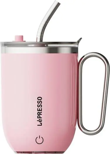 LEPRESSO Sip Spin Magnetic Auto Stirring PINK Mug with Touch Button LPCFFASM0073PK