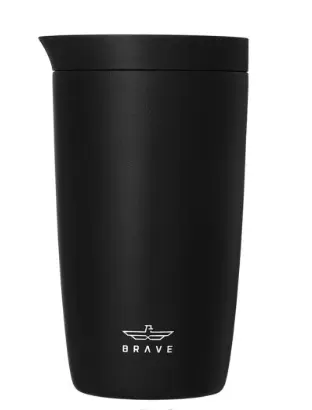 Brave TempGuard Travel Mug 350ml Stainless Steel Insulated Coffee Cup, Leak Proof Push Button Lid, Hot & Cold Tumbler - Black BT-05BK